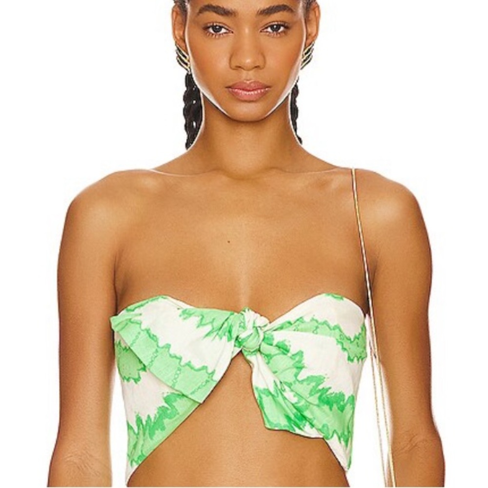 $245 NWT Rhode “Toni” Crop Top in Watercolor Zig Zag Sz L XL